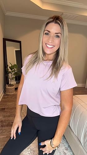 Real Essentials 5 Pack: Womens Dry Fit Crop Top - Short Sleeve Crew Neck Stretch Athletic Tee (Available in Plus Size)