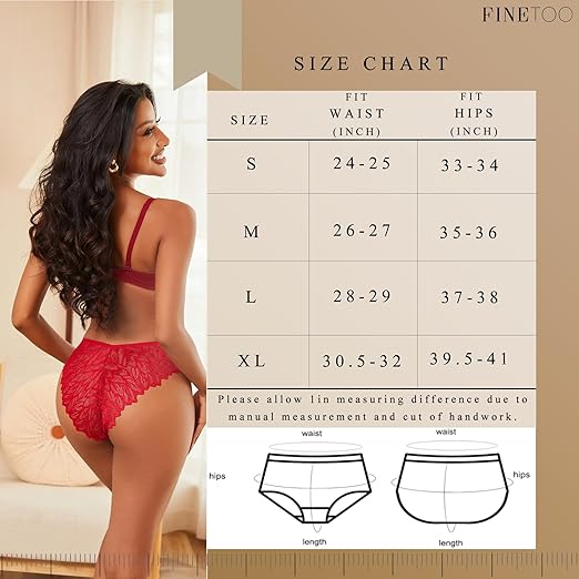 FINETOO 6 Pack Sexy Underwear for Women Silky Seamless No Show Panties Ladies Lace Bikini Lightweight Cheeky Hipster