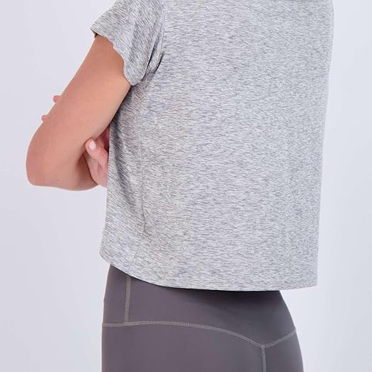 Real Essentials 5 Pack: Womens Dry Fit Crop Top - Short Sleeve Crew Neck Stretch Athletic Tee (Available in Plus Size)